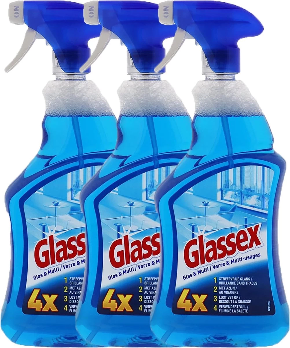 3 X Glassex Spray - Glas & Oppervlaktespray - Oppervlakte Spray - 3 X 750ml 3 3 X Glassex Spray - Glas & Oppervlaktespray - Oppervlakte Spray - 3 X 750ml