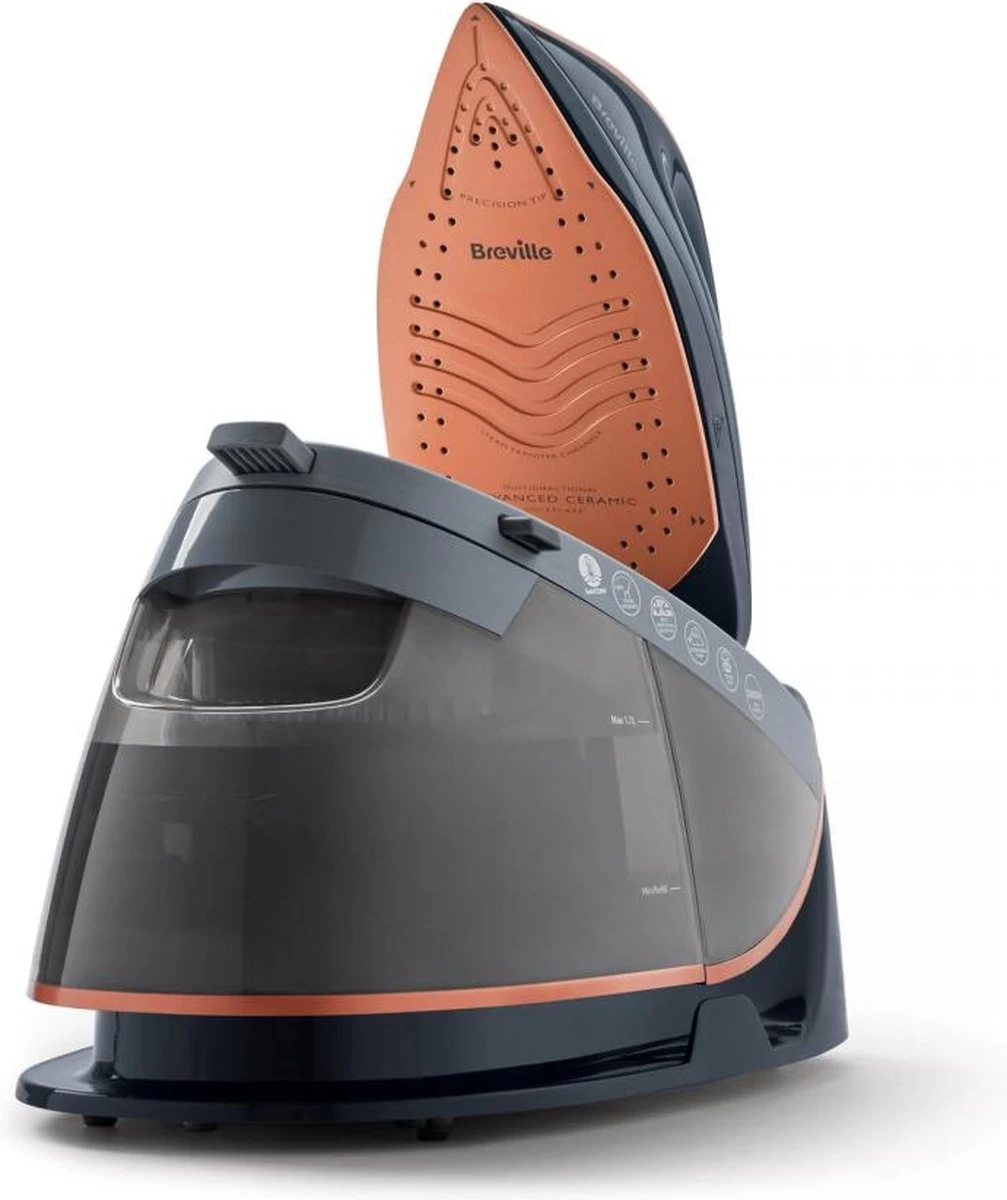 Breville Stoomstrijkijzer Met Stoomgenerator - Iron - Keramische Zoolplaat - Uitneembaar Waterreservoir 3 Breville Stoomstrijkijzer Met Stoomgenerator - Iron - Keramische Zoolplaat - Uitneembaar Waterreservoir