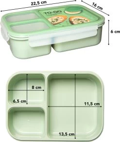 Lock&Lock Lunchbox - Bento Box - Salade Lunchbox - Met 3 Compartimenten - Met Dressing/Saus Bakje - Volwassenen En Kinderen - To Go - Lekvrij - BPA Vrij - 980 Ml - Groen -Schoonmaakmiddelen 1016x1200 1