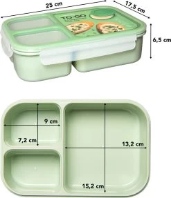 Lock&Lock Lunchset - Yoghurtbeker En Lunchboxen - Bento Box - Muesli Beker - Snackdoosjes - Lunchpot - Met Compartimenten - Volwassenen En Kinderen - To Go - Lekvrij - BPA Vrij - Groen -Schoonmaakmiddelen 1032x1200