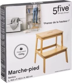 5Five - Bamboe Keukentrapje/opstapje Met 2 Treden 47 Cm - Keuken/badkamer Krukjes -Schoonmaakmiddelen 1043x1200 1