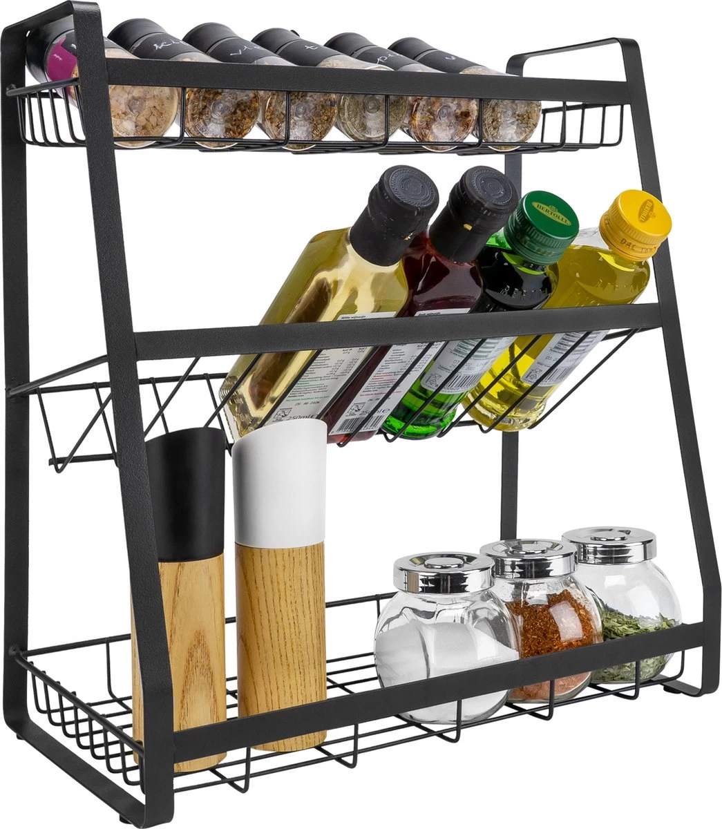 QUVIO Kruidenrek - Keukenrek Staand - Keukenrekje - Keukenrek - Aanrecht Organizer - Metaal - 19 X 35 X 38 Cm 3 QUVIO Kruidenrek - Keukenrek Staand - Keukenrekje - Keukenrek - Aanrecht Organizer - Metaal - 19 X 35 X 38 Cm