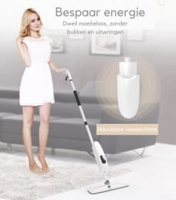 W&Z® Spray Mop - Schoonmaak Dweilsysteem - Vloerwisser Met Spray Functie - Vloertrekker Met Steel - Vloerreiniger - Wit -Schoonmaakmiddelen 1054x1200 1