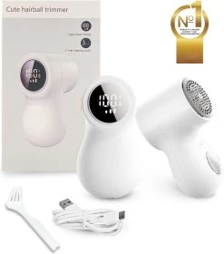 Undicat Pluizenverwijderaar – Oplaadbaar-Draadloss- Extra Borstelset– Kledingontpluizer – Sterk Zuigsysteem – Pluisverwijderaar -Wit– Draagbare Lint Remover– Digitale Power Scherm-3 Standen-