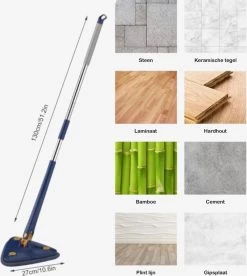 Premium Driehoekige Dweil Met Wringer - Verstelbaar En 360 Graden Draaibaar – Dweilsysteem Incl. 3 Microvezel Doeken -Schoonmaakmiddelen 1072x1200