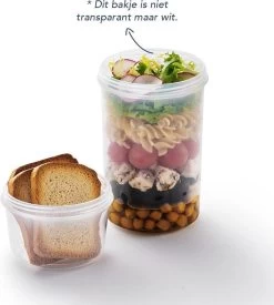 Lock&Lock Yoghurt Beker To Go - Muesli Beker To Go - Lunchbeker - Salade To Go - Saladebox - Large - 760 Ml + 310 Ml - Wit -Schoonmaakmiddelen 1077x1200 1