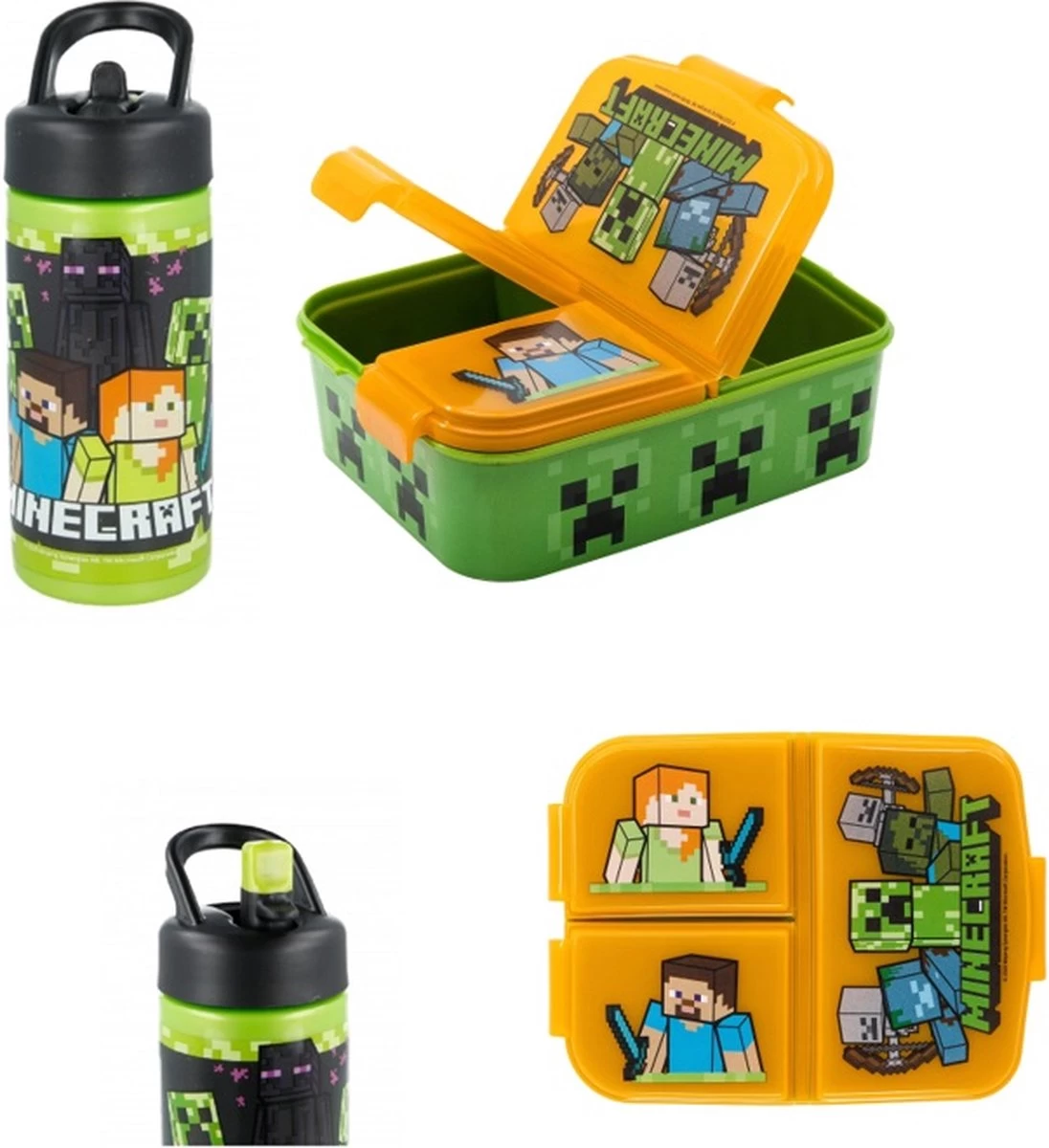 Star Minecraft Multi Brooddoos/ Broodtrommel + Drinkfles 400 Ml 3 Star Minecraft Multi Brooddoos/ Broodtrommel + Drinkfles 400 Ml