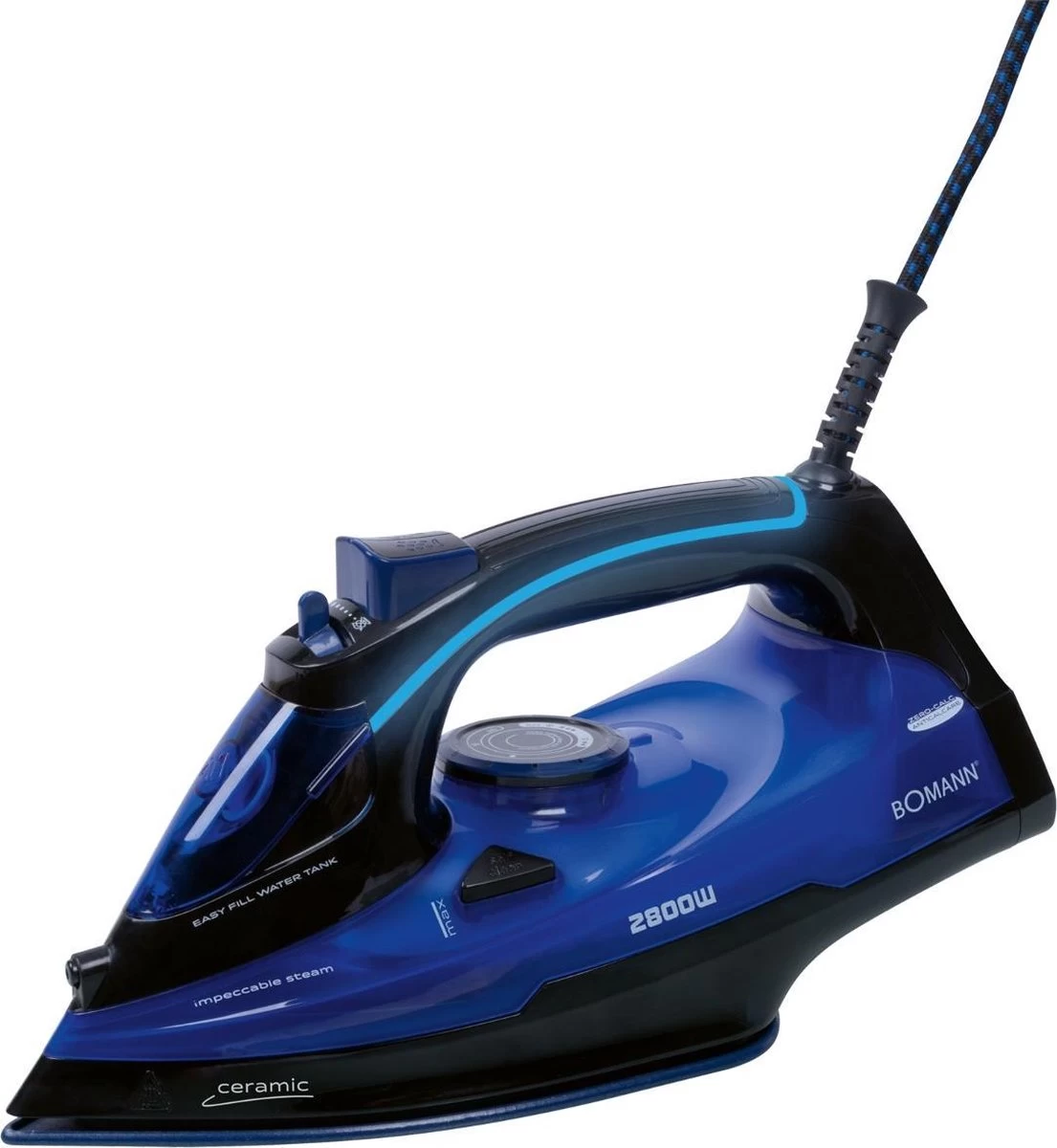Bomann DB 6038 CB - Droog- & Stoomstrijkijzer - Keramische Zoolplaat 2800 W -Zwart/ Blauw 3 Bomann DB 6038 CB - Droog- & Stoomstrijkijzer - Keramische Zoolplaat 2800 W -Zwart/ Blauw