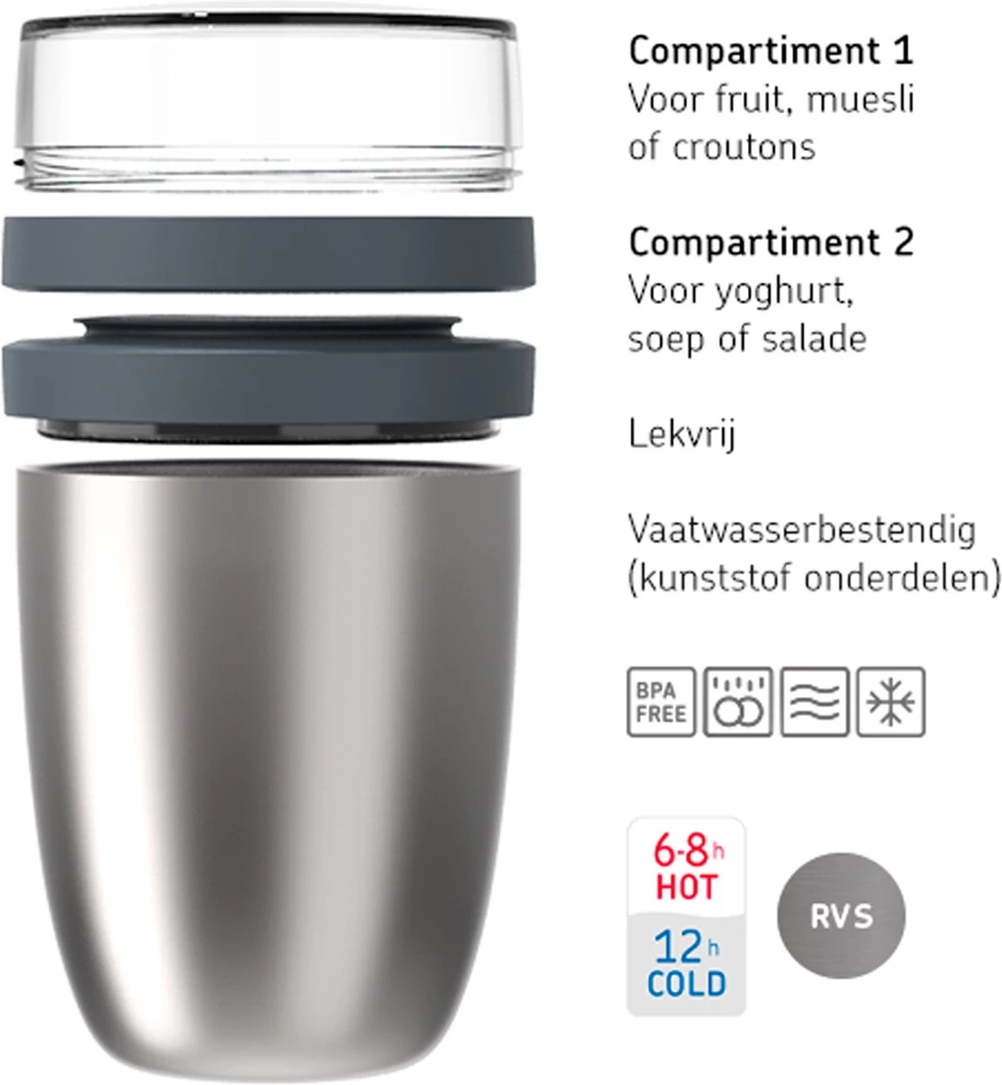 Mepal – Isoleer Lunchpot Ellipse – Houdt Je Eten 6-8 Uur Warm En 12 Uur Koud – Nordic Green – 2 Compartimenten – Soep Beker To Go – Yoghurt Beker Muesli - Thermos Lunchbox 9 Mepal – Isoleer Lunchpot Ellipse – Houdt Je Eten 6-8 Uur Warm En 12 Uur Koud – Nordic Green – 2 Compartimenten – Soep Beker To Go – Yoghurt Beker Muesli - Thermos Lunchbox - Afbeelding 7