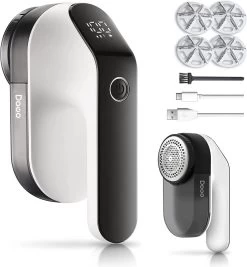 DOWO® - Elektrische Pluizenverwijderaar - Ontpluizer - Draadloos En Oplaadbaar - Pluizentondeuse - 3 Extra Opzetstukken - Zwart