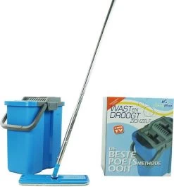 Handy Mop - Dweilsysteem - Vloerwisser - Emmer Met Wringer - Blauw -Schoonmaakmiddelen 1119x1200