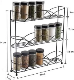 Zindoo - Kruidenrek - Standaard - 3-laags - Ophangbaar - 18 Kruiden Potjes - Anti-slip Pootjes - Spice Rack - Specerijenrek - Keukenorganizer - Keukenaccessoires 10 Zindoo - Kruidenrek - Standaard - 3-laags - Ophangbaar - 18 Kruiden Potjes - Anti-slip Pootjes - Spice Rack - Specerijenrek - Keukenorganizer - Keukenaccessoires -Schoonmaakmiddelen 1120x1200 2