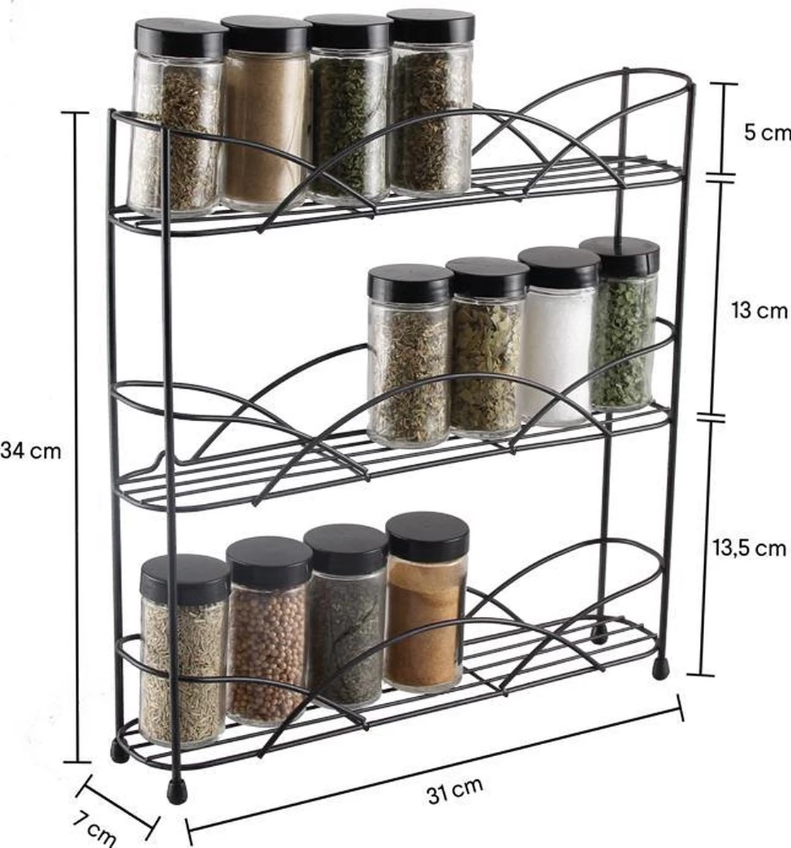 Zindoo - Kruidenrek - Standaard - 3-laags - Ophangbaar - 18 Kruiden Potjes - Anti-slip Pootjes - Spice Rack - Specerijenrek - Keukenorganizer - Keukenaccessoires 5 Zindoo - Kruidenrek - Standaard - 3-laags - Ophangbaar - 18 Kruiden Potjes - Anti-slip Pootjes - Spice Rack - Specerijenrek - Keukenorganizer - Keukenaccessoires - Afbeelding 3
