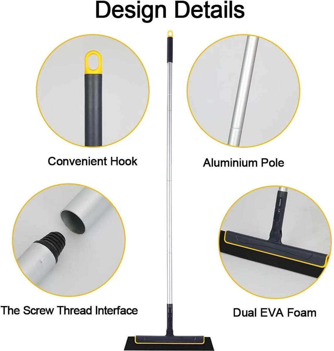 Merkloos Vloertrekker Met Steel - Perfect. Voor Vloer & Raam - Verstelbare Lengte - 180 Graden Draaibaar - Douchewisser - Vloerwisser - Verwijderbare Handgreep-130 Cm 4 Merkloos Vloertrekker Met Steel - Perfect. Voor Vloer & Raam - Verstelbare Lengte - 180 Graden Draaibaar - Douchewisser - Vloerwisser - Verwijderbare Handgreep-130 Cm - Afbeelding 2