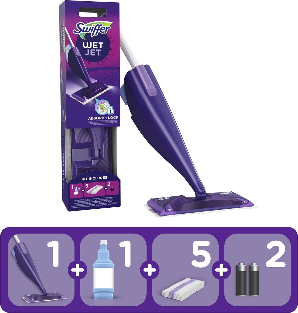 Swiffer WetJet Startset - Alles In één Dweilsysteem 3 Swiffer WetJet Startset - Alles In één Dweilsysteem