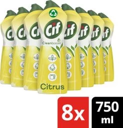 Cif CleanBoost Cream Citroen Schuurmiddel - 8 X 750 Ml - Voordeelverpakking -Schoonmaakmiddelen 1147x1200 2