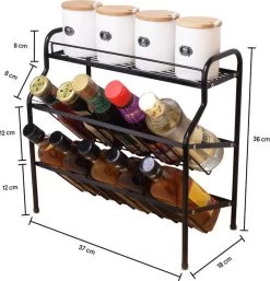 Zindoo Kruidenrek Zwart 3-laags Staand - Specerijen Rek - Kruiden Rek - Duurzaam RVS - Anti Slip Onderzijde - Specerijenstandaard – Keukenorganizer - Spice Rack - Kitchen Rack - Spice Organizer Keukenaccessoire - ZIN-SR05 -Schoonmaakmiddelen 1154x1200 4