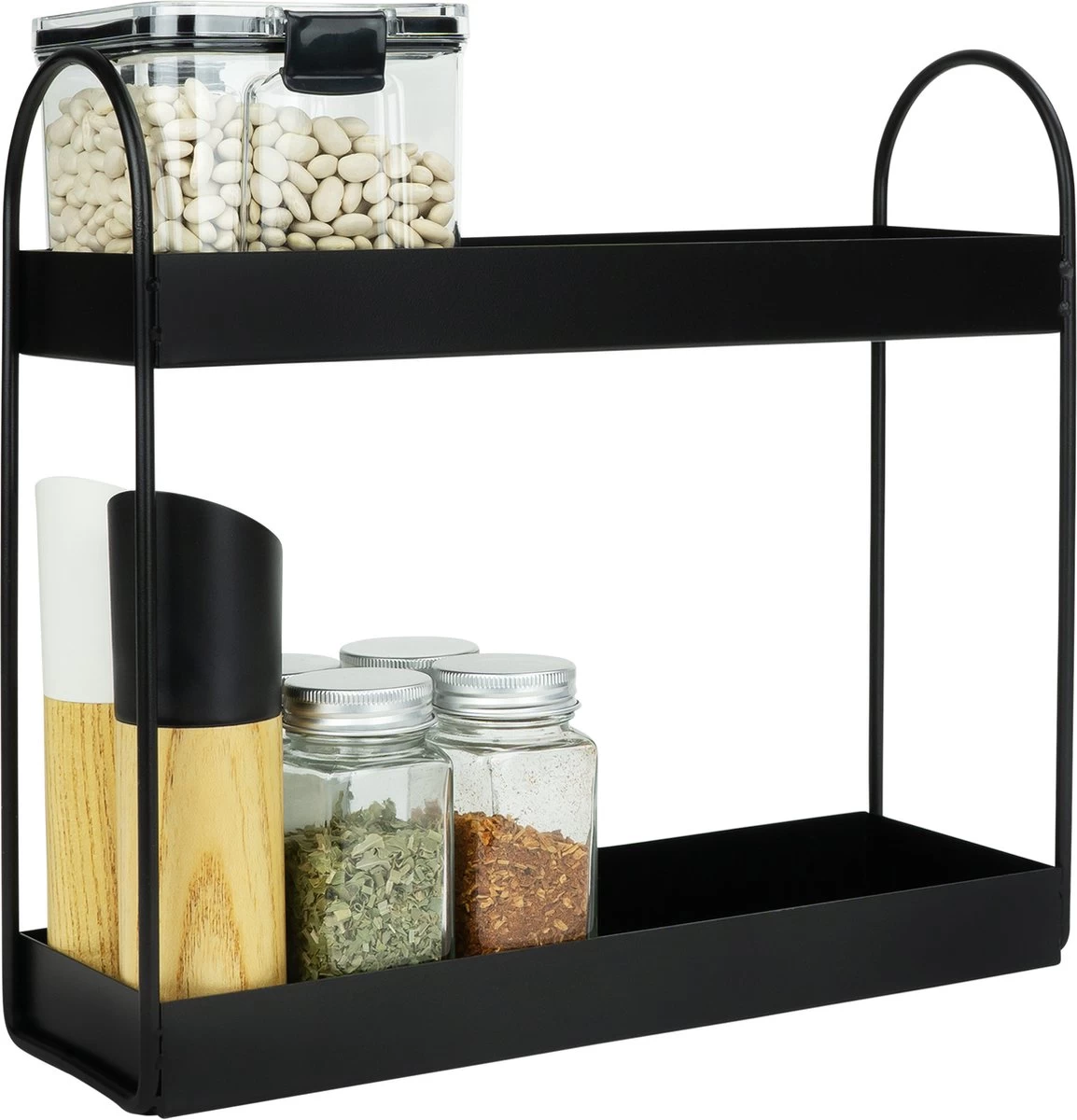 QUVIO Kruidenrek Staand - Keukenrek - Kruidencarrousel - Aanrecht Organizer -Keuken Organizer - Opbergrek - Metaal - 10 X 32 X 29 Cm - Zwart 3 QUVIO Kruidenrek Staand - Keukenrek - Kruidencarrousel - Aanrecht Organizer -Keuken Organizer - Opbergrek - Metaal - 10 X 32 X 29 Cm - Zwart