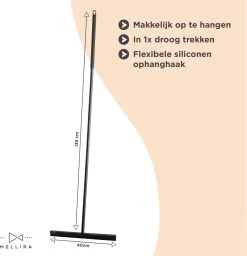 Mellira - Vloerwisser - Vloertrekker Met Steel - Watertrekker Voor Douche - Douchewisser Badkamer - Inclusief Ophanghaak - RVS - Zwart (kerstcadeau Met Verpakking) -Schoonmaakmiddelen 1157x1200
