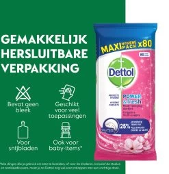 Dettol - Schoonmaakdoekjes - Power & Fresh - Kersenbloesem - 4 X 80 Stuks - Voordeelverpakking -Schoonmaakmiddelen 1165x1200 1