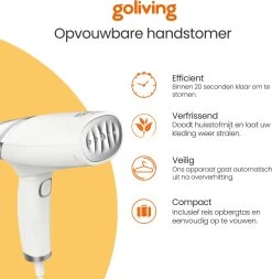 Goliving Kledingstomer - Handstomer Voor Kleding/textiel/stof - Stoomstrijkijzer - Handstoomreiniger - Handstomer - Opvouwbaar - Incl. Reis-etui - Wit -Schoonmaakmiddelen 1171x1200 4