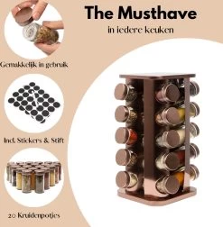 Pazzo Goods - Kruidenrek Staand - Kruidenrek Met Potjes - Rose Goud - RVS - Kruidenrek Draaibaar - 20 Kruidenpotjes - Inclusief Stickers & Stift - Kruiden Carrousel 21 Pazzo Goods - Kruidenrek Staand - Kruidenrek Met Potjes - Rose Goud - RVS - Kruidenrek Draaibaar - 20 Kruidenpotjes - Inclusief Stickers & Stift - Kruiden Carrousel -Schoonmaakmiddelen 1174x1200 4