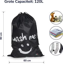 Wonair - Grote Waszak - Laundry Bag - Wash Me - 60x90cm - Zwart - Met Trekkoord 17 Wonair - Grote Waszak - Laundry Bag - Wash Me - 60x90cm - Zwart - Met Trekkoord -Schoonmaakmiddelen 1178x1200 4