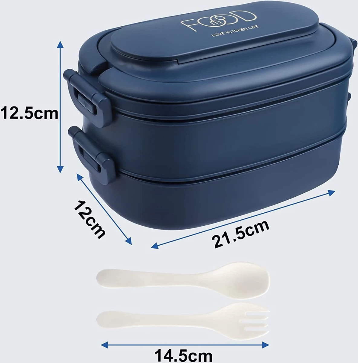 OITUGG Lunchbox Volwassenen: 2-laags Bento Box 1550 Ml Voor Mannen Vrouw - 3-vaks Lunchbox Met Bestek - BPA-vrije Plastic Lunchbox Geschikt Voor Kantoorschool - Magnetronbestendig Vaatwasmachinebestendig (blauw) 9 OITUGG Lunchbox Volwassenen: 2-laags Bento Box 1550 Ml Voor Mannen Vrouw - 3-vaks Lunchbox Met Bestek - BPA-vrije Plastic Lunchbox Geschikt Voor Kantoorschool - Magnetronbestendig Vaatwasmachinebestendig (blauw) - Afbeelding 7