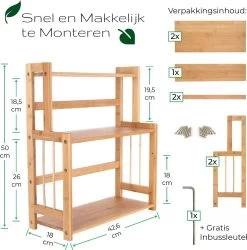 Cellavi Duurzaam Kruidenrek Staand Van Bamboe - Keukenrek Verstelbaar - Keuken Accessoires - Stevige Constructie - Multifunctioneel En Waterafstotend -Schoonmaakmiddelen 1185x1200 7