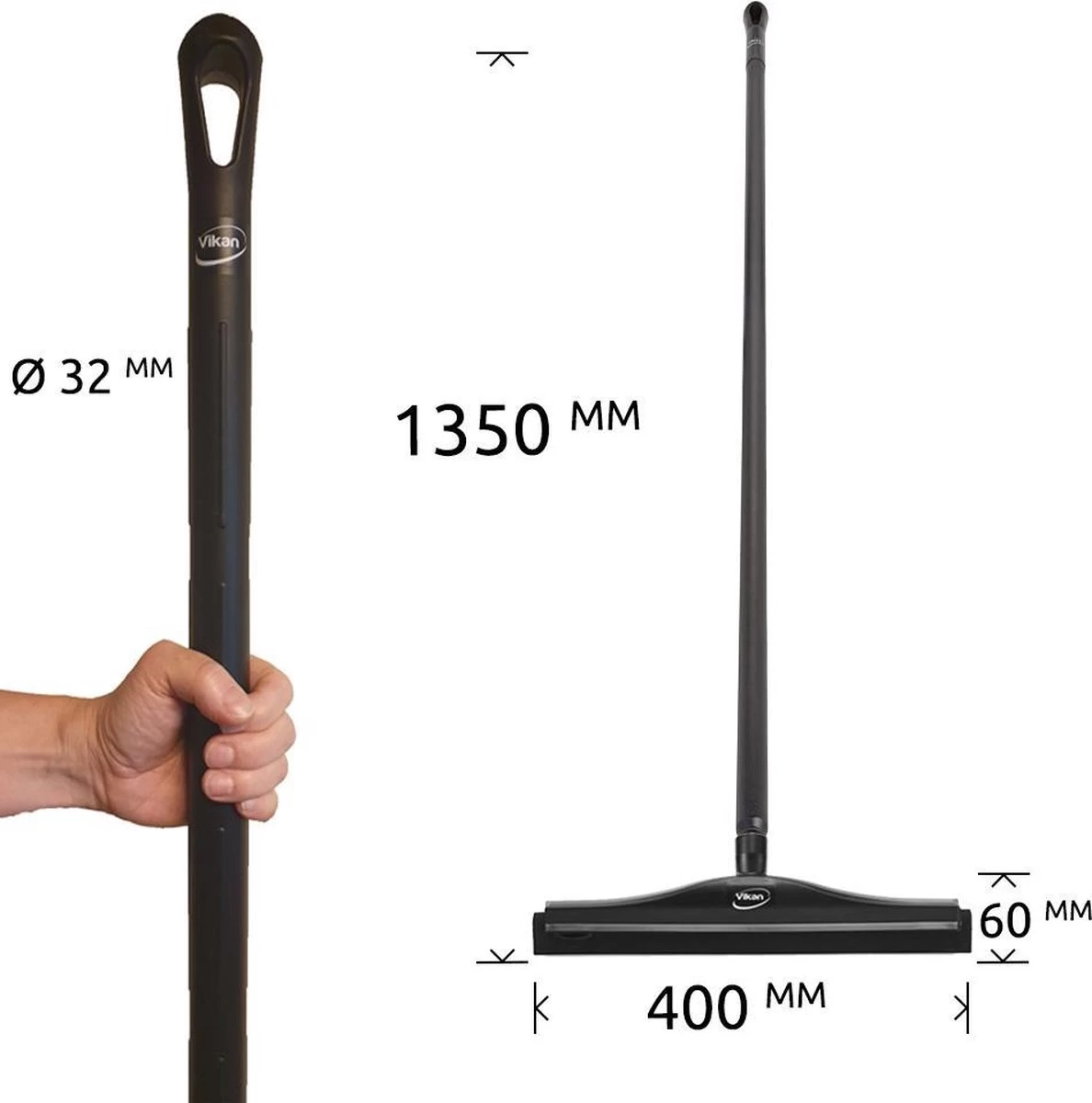 Vloertrekker 40 Cm + Steel 130 Cm Zwart Vikan 6 Vloertrekker 40 Cm + Steel 130 Cm Zwart Vikan - Afbeelding 4