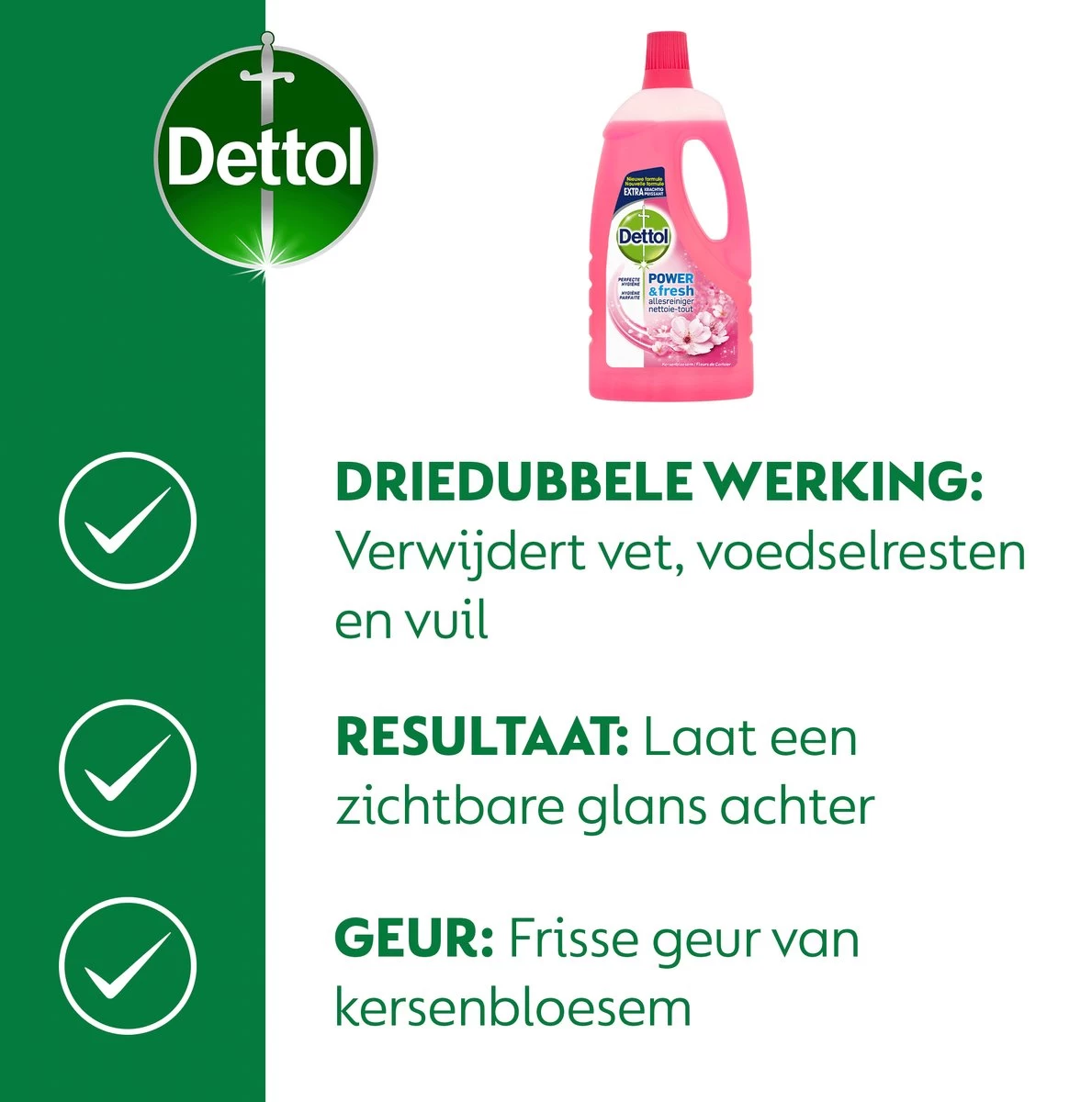Dettol - Power & Fresh - Allesreiniger - Kersenbloesem - 8 X 1 Liter 7 Dettol - Power & Fresh - Allesreiniger - Kersenbloesem - 8 X 1 Liter - Afbeelding 5