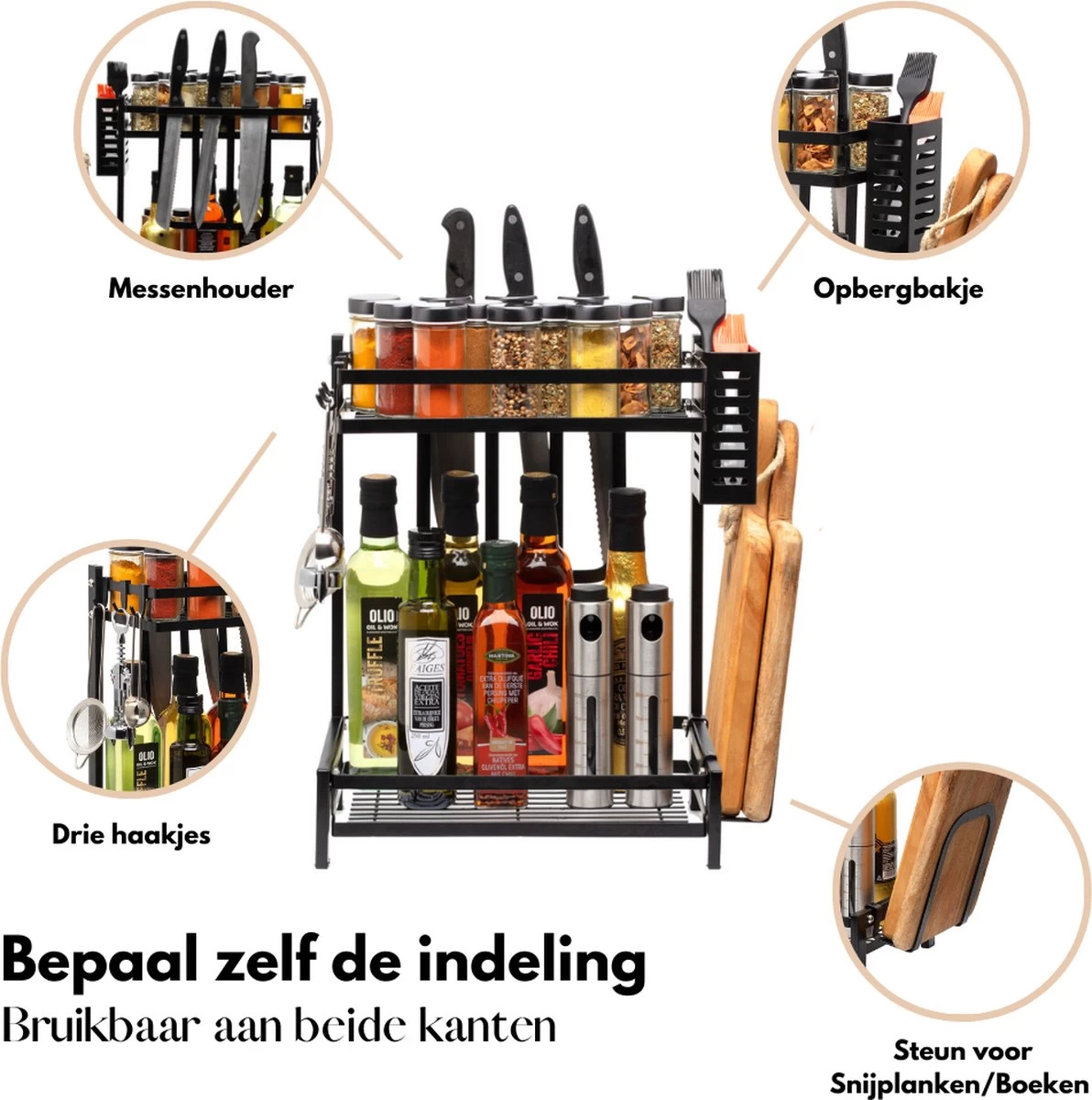 Pazzo Goods - Keuken Organizer - Keukenrek - Zwart - Metaal - 2 Laags - Multifunctioneel - Zwart - 4 Pazzo Goods - Keuken Organizer - Keukenrek - Zwart - Metaal - 2 Laags - Multifunctioneel - Zwart - - Afbeelding 2