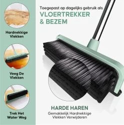 Powarkleen - Vloertrekker Met Steel & Bezem 2 In 1 - Vloerwisser Voor Badkamer Vloer - Groen -Schoonmaakmiddelen 1197x1200 1