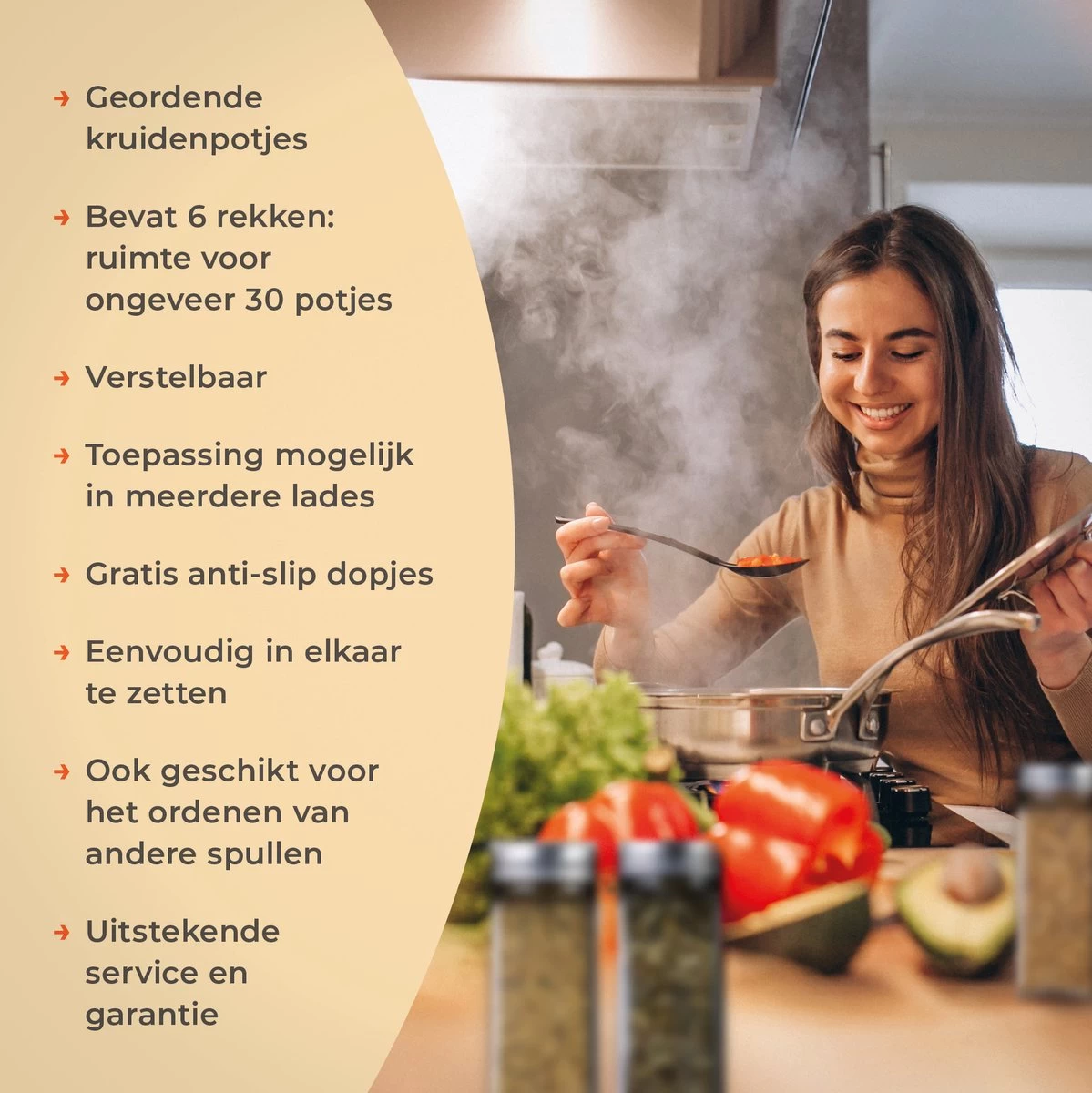 Goedewaere Kruidenrek Lade - 6 Stuks - Keuken Organizers - Keukenlade Organiser - Kruiden Organizer - Uitschuifbaar - Kunststof 6 Goedewaere Kruidenrek Lade - 6 Stuks - Keuken Organizers - Keukenlade Organiser - Kruiden Organizer - Uitschuifbaar - Kunststof - Afbeelding 4