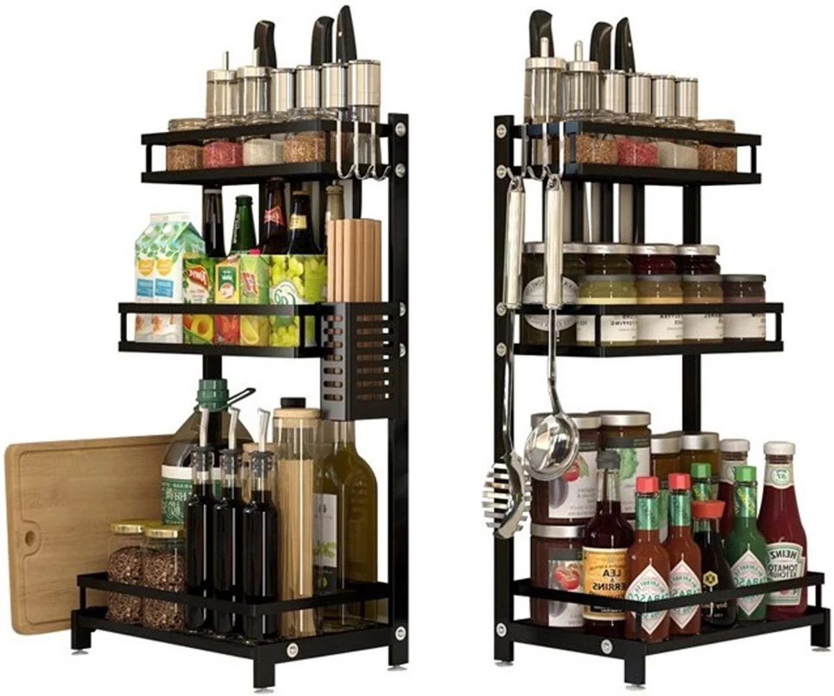 Chefs Cuisine Kruidenrek - Kruidenrek Staand - Keukenrek - Aanrecht Organiser - Bureau Organizer - Keuken Organizers - Roestvrij Staal 3 Chefs Cuisine Kruidenrek - Kruidenrek Staand - Keukenrek - Aanrecht Organiser - Bureau Organizer - Keuken Organizers - Roestvrij Staal