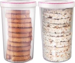 Lock&Lock Beschuitbus - Bewaardoos Voor Beschuit - Rijstwafel Bewaarbus - Voorraadbussen - Set Van 2 Stuks - 1,9 Liter - Transparant