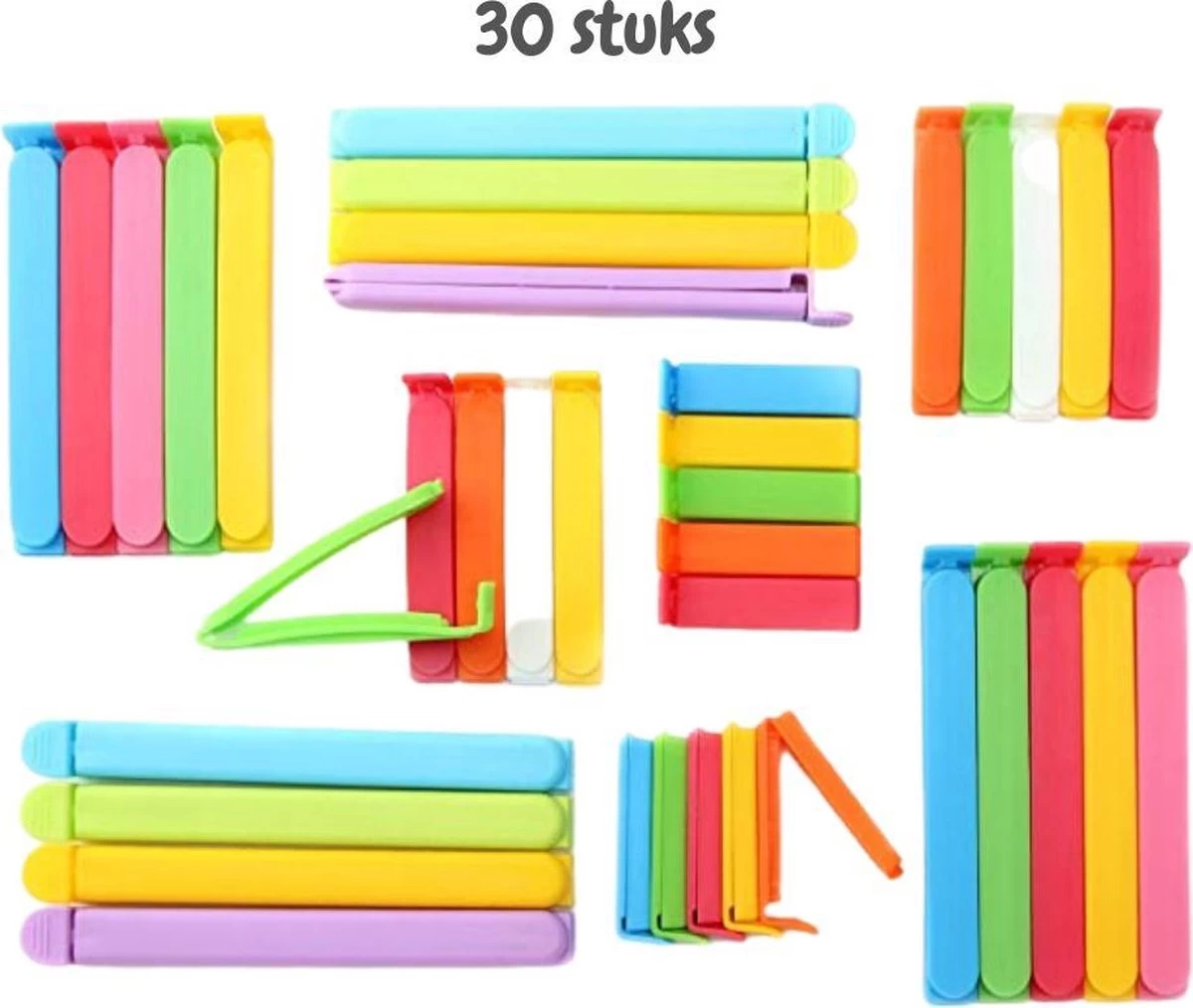 Vershoudclips - 30 Stuks - Vershoud Knijpers - Afsluitclips - Zakklemmen - Zaksluiter - Afsluiter Klemmen 8 Vershoudclips - 30 Stuks - Vershoud Knijpers - Afsluitclips - Zakklemmen - Zaksluiter - Afsluiter Klemmen - Afbeelding 6