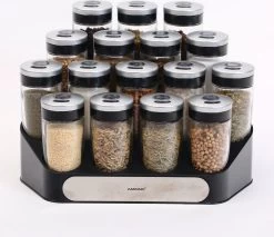 Merkloos Decopatent® Kruidenrek Incl. 16 Glazen Kruiden Potjes - Rvs Strooideksel - Staand Kruiden & Specerijen Rek - Kruidenpotjes Glas -Schoonmaakmiddelen 1200x1035 1