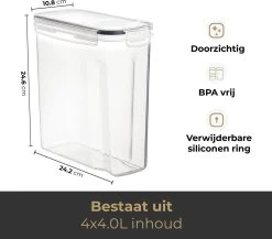 Stosh Voorraadpotten - Voorraadbussen - Vershouddoos - 4 Stuks - 4.0L - BPA Vrij - Kunststof -Schoonmaakmiddelen 1200x1055 4