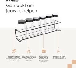 Noswo Kruidenrek Ophangbaar - Voor 24 Kruidenpotjes - 4 Stuks - Keukenrek Hangend - RVS - Zwart -Schoonmaakmiddelen 1200x1074 3