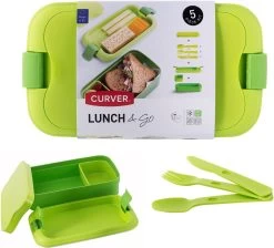 Curver Lunch&Go - Vershouddoos - Lunchbox - Inclusief Bestek - 2/3 Compartimenten - Groen -Schoonmaakmiddelen 1200x1088 3