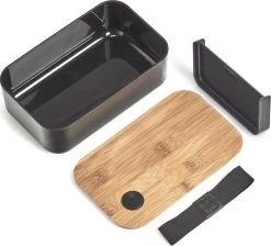 Lunchtrommel/broodtrommel 2-vaks Zwart/naturel Bamboe 19 X 7 Cm - Keukenbenodigdheden - Lunch/brood Meenemen - Trommels/boxen -Schoonmaakmiddelen 1200x1088 4