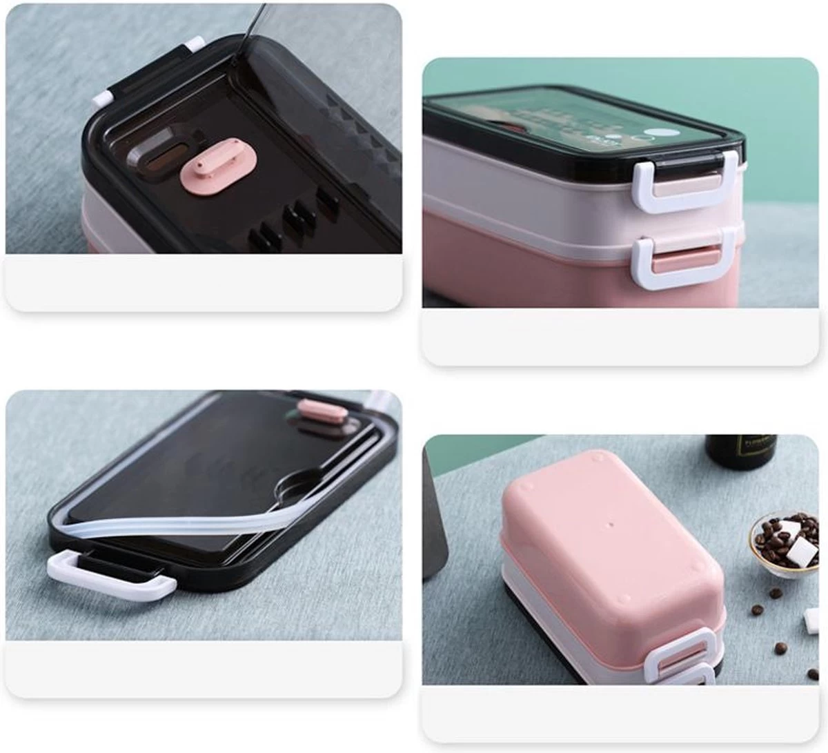 Lunchbox - Meal Prep Bakjes - Lunch Box Met Deksel - Meal Prep – Bento Box - Lunchtrommel Met Bestek Blauw 17 Lunchbox - Meal Prep Bakjes - Lunch Box Met Deksel - Meal Prep – Bento Box - Lunchtrommel Met Bestek Blauw - Afbeelding 15