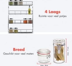 KitchenBrothers Ophangbaar Kruidenrek Voor 32 Kruidenpotjes - Spice Rack – Keuken Rek - Kruiden Organizer - Specerijen Opbergen - 4 Laags - 40 X 6.3 X 50 Cm - RVS 14 KitchenBrothers Ophangbaar Kruidenrek Voor 32 Kruidenpotjes - Spice Rack – Keuken Rek - Kruiden Organizer - Specerijen Opbergen - 4 Laags - 40 X 6.3 X 50 Cm - RVS -Schoonmaakmiddelen 1200x1093 2
