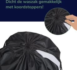 Wonair - Waszak Groot - 60x90cm - Zwart - Met Trekkoord En Draagband -Schoonmaakmiddelen 1200x1097 1