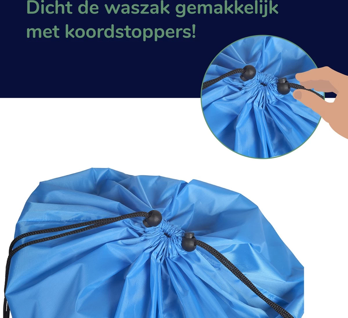 Wonair - Waszakken Voor Wasgoed - 60x90cm - Hemelsblauw - Met Trekkoord 4 Wonair - Waszakken Voor Wasgoed - 60x90cm - Hemelsblauw - Met Trekkoord - Afbeelding 2