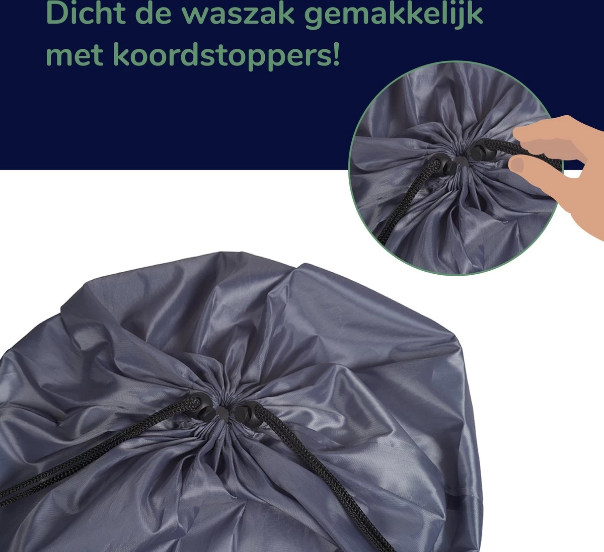 Wonair - Grote Waszak - Wash Me - Wastas - 60x90cm - Grijs - Met Trekkoord 5 Wonair - Grote Waszak - Wash Me - Wastas - 60x90cm - Grijs - Met Trekkoord - Afbeelding 3