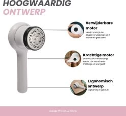 Bolide Oplaadbare Pluizenverwijderaar - Pluizentondeuse - Elektrische Kledingontpluizer Met Antistatische Pluizenborstel - Lintremover - Oplaadbaar - Pluizendief Wit -Schoonmaakmiddelen 1200x1103 4
