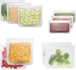 Siliconen Vershoudzakken | Diepvrieszakken | Set Van 10 | Duurzaam | Herbruikbaar Boterhamzakje | Mealprep