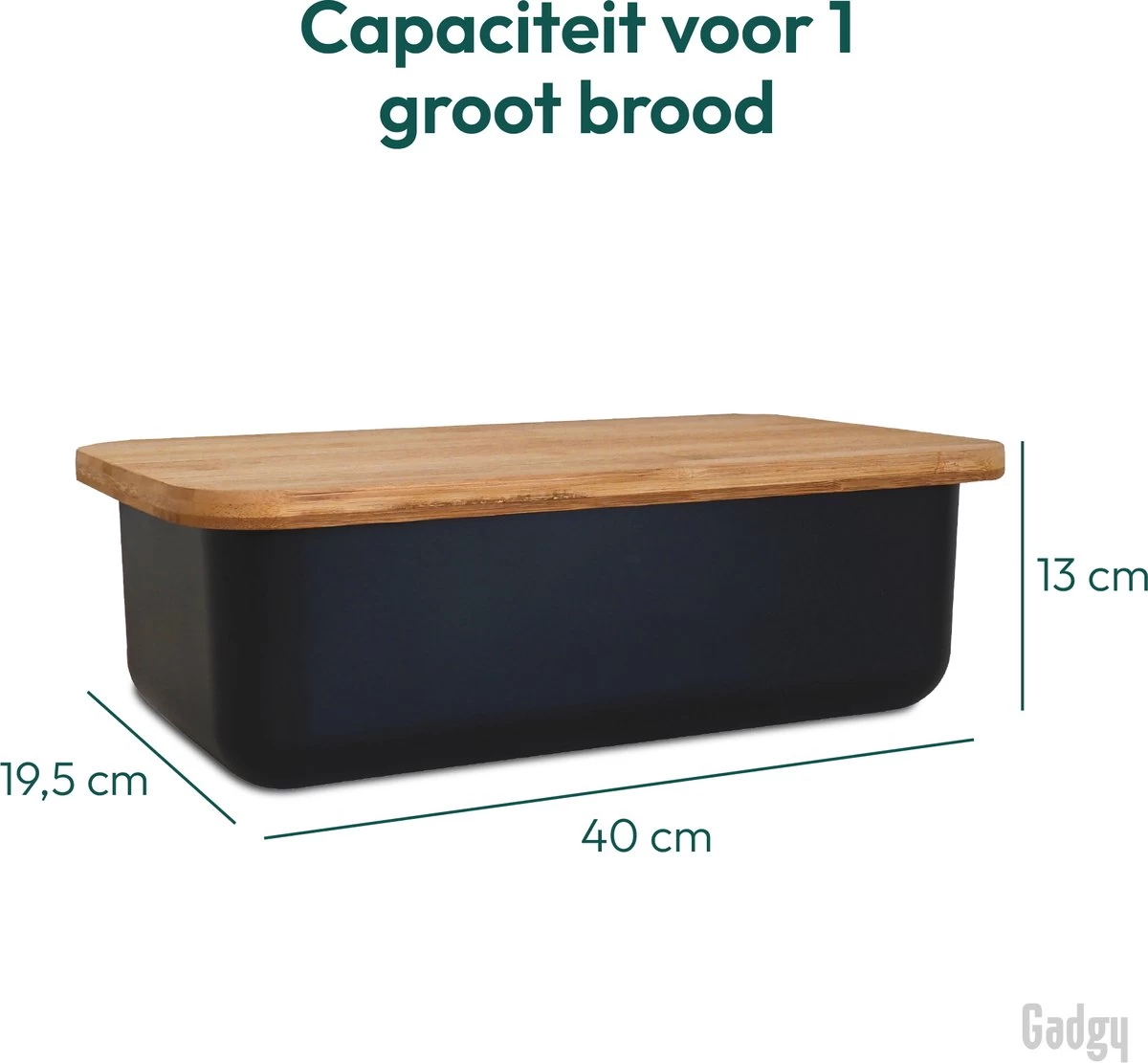 Gadgy Broodtrommel Met Bamboe Deksel – Brooddoos Met Snijplank - 36x19.5x11.5 Cm- Zwart 9 Gadgy Broodtrommel Met Bamboe Deksel – Brooddoos Met Snijplank - 36x19.5x11.5 Cm- Zwart - Afbeelding 7